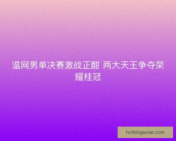 温网男单决赛激战正酣 两大天王争夺荣耀桂冠