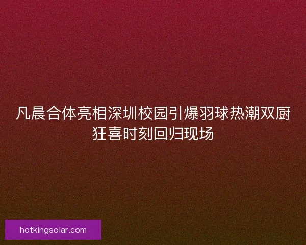 凡晨合体亮相深圳校园引爆羽球热潮双厨狂喜时刻回归现场