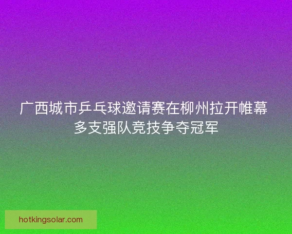 广西城市乒乓球邀请赛在柳州拉开帷幕 多支强队竞技争夺冠军