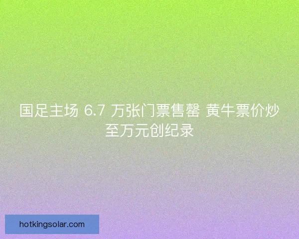 国足主场 6.7 万张门票售罄 黄牛票价炒至万元创纪录