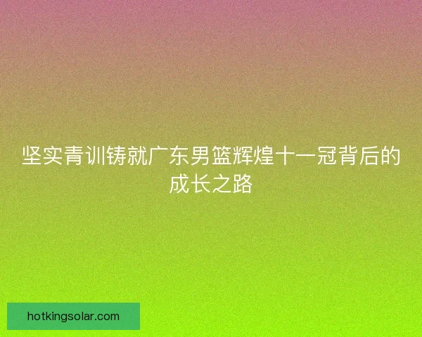 坚实青训铸就广东男篮辉煌十一冠背后的成长之路